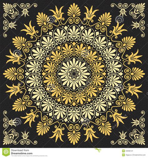 9 Gold Floral Ornament Vector Images Vintage Black And