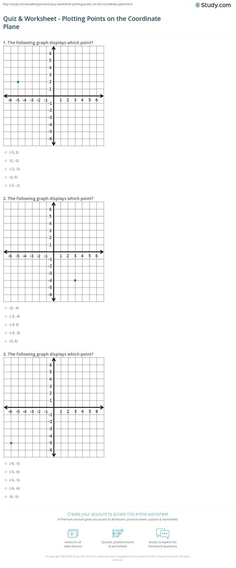 Quiz And Worksheet Plotting Points On The Coordinate Plane