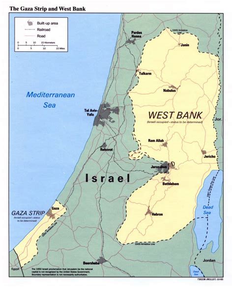 Detailed Political Map Of The Gaza Strip And West Bank 1993 Gaza