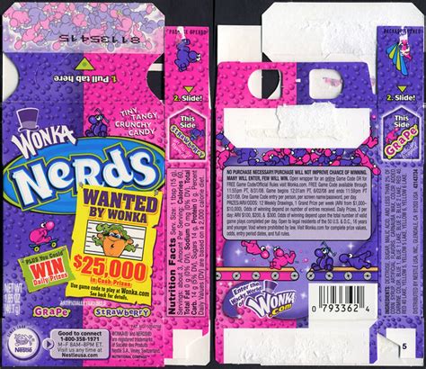 Nestle Wonka Nerds Candy Box Grape Strawberry Wanted By Wonka