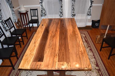 The first step was to pick which side of the plywood i wanted to be the top. Logan's Live Edge Spalted Maple Dining Table - The Wood Whisperer