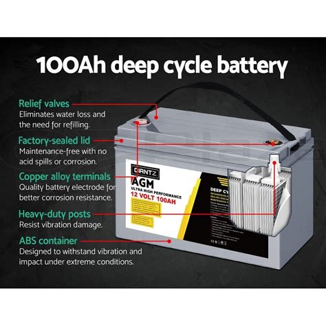 Giantz Agm Deep Cycle Battery 12v 100ah Marine Sealed Power Portable