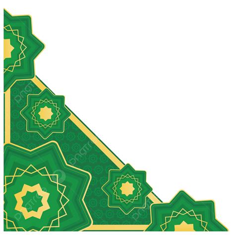 Green Gold Islamic Ornament Pattern Corner Design Vector Art Islamic