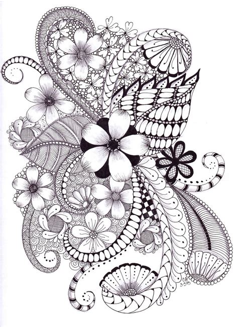 794 Best Zentangle Flowers Images On Pinterest Doodles Mandalas And