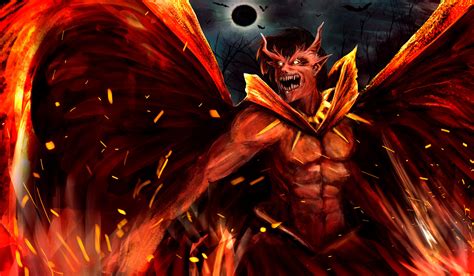 Artstation A Hellish Demon With Horns And Glowing Eyeshe Has Red