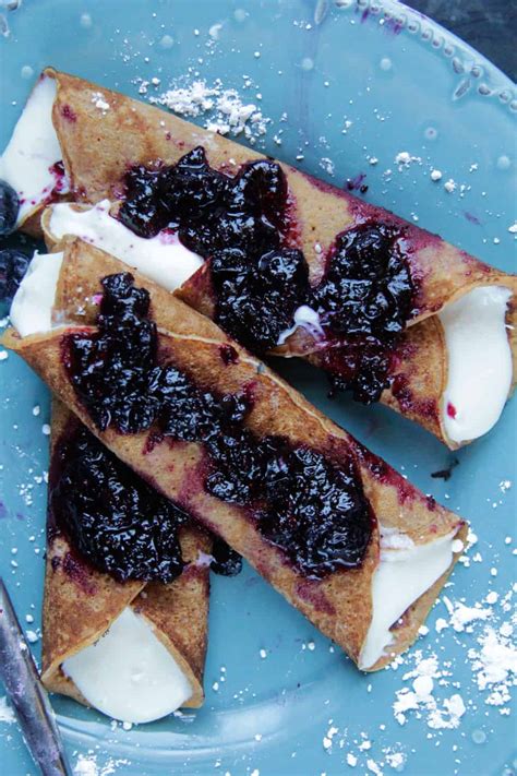 Brown Sugar Carrot Cake Crepes With Cream Cheese Filling And Blueberry