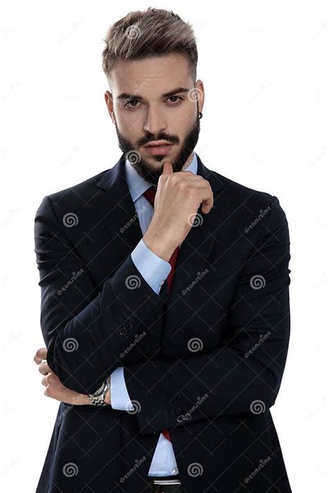 Sensual Young Guy In Suit Touching Chin Stock Image Image Of Seductive Sensual 184035695