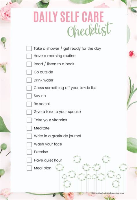 Daily Checklist Self Care Bullet Journal Self Care Activities Care