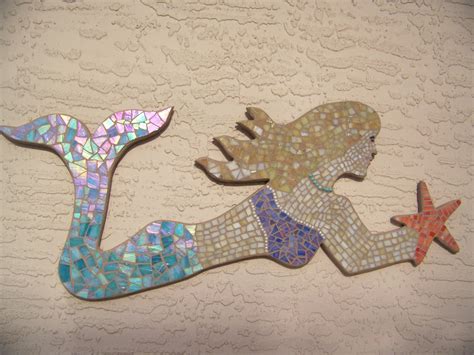 Our indoor/outdoor mermaid wall sculpture certainly is the fairest of them all. Blue Wave Glass: Mosaic Mermaid Wall Art - Beach Home Decor