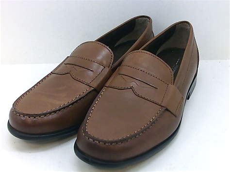 Rockport Mens M76444 Leather Round Toe Penny Loafer Cognac Size 9 5