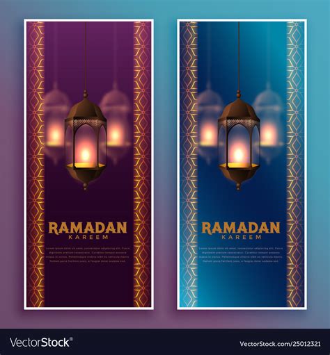 Hanging Islamic Lamps Ramadan Kareem Banner Design