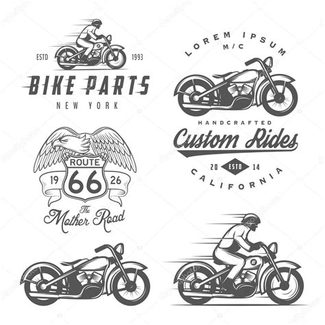 Set Of Retro Motorcycle Labels Badges And Design Elements Stock Vector