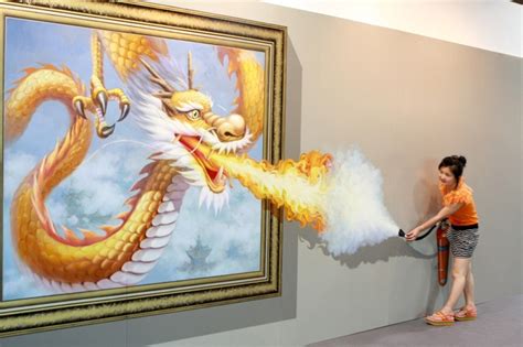 Woman Versus Dragon Optical Illusion Mighty Optical Illusions