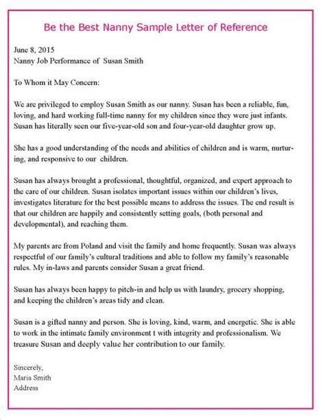 Letter Of Recommendation For Child Care Provider Sample Collection
