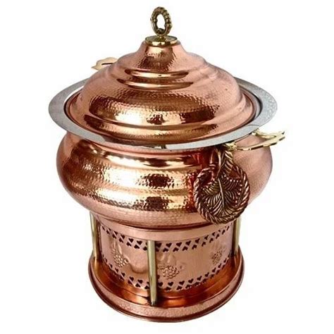 Round Ornamental Copper Hyatt Handi Chafing Dish For Party Capacity 6 Lt And 8 Lt At Rs 17500