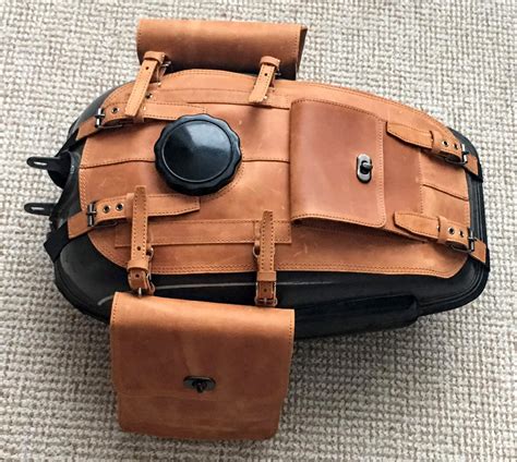 This cover fit for motorcycles bmw and dnepr. URAL fuel tank gas bags crazy horse leather 1 pocket and 2 ...