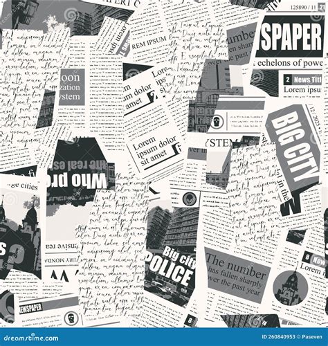 Seamless Pattern With Collage Of Newspaper Or Magazine Clippings Stock