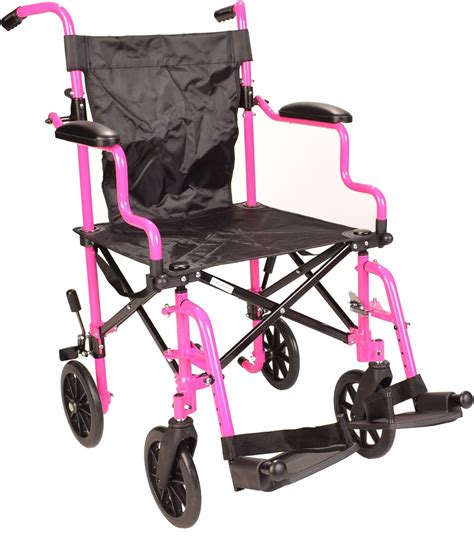 Pink Ultra Lightweight Folding Travel Compact Aluminium Wheelchair In A