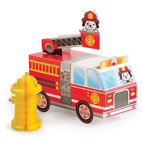 flaming fire truck 4 x 8 x 9 6 truck 3 x 4 9 hydrant standup centerpiece