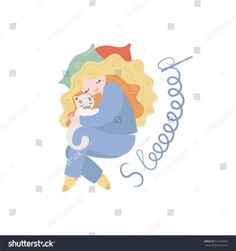Cute Cartoon Doodle Sleeping Girl Good Stok Vektör Telifsiz 517638835 Shutterstock