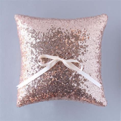 Sparkling Rose Gold Sequin Ring Bearer Pillow See More