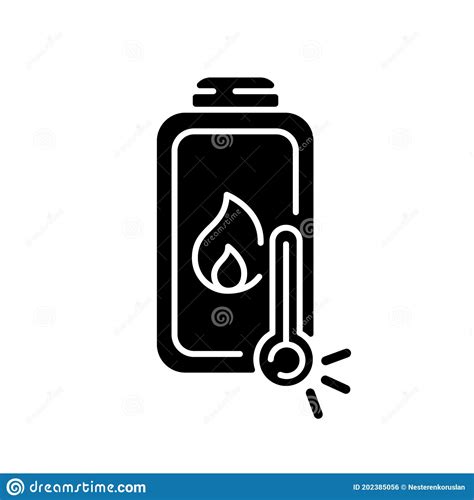 Battery Overheating Problem Black Glyph Icon Stock Vector