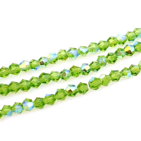 Premium Crystal 3mm Bicone Beads Green Ab