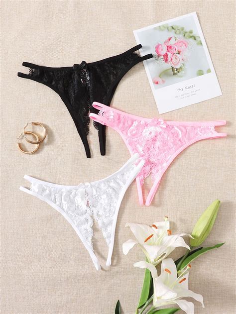 Multicolor Sexy Collar Lace Plain Panty Sets Embellished Slight Stretch Women Intimates Pretty