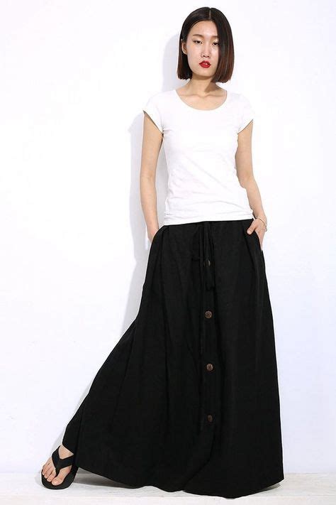 Black Linen Skirt Long Maxi Skirt Linen Skirt Womens Long Skirt Long Wrap Skirt Drawstring