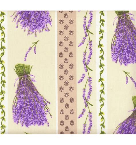 Provençal Lavender Stripe Cotton Print Ecru Textiles