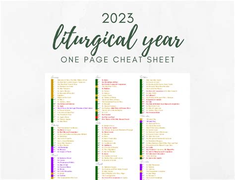 Liturgical Year Calendar 2023