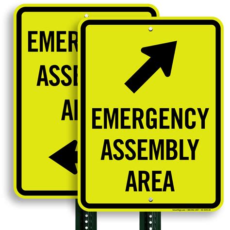 Emergency Assembly Area Upper Right Arrow Sign Sku K2 4345 Ur