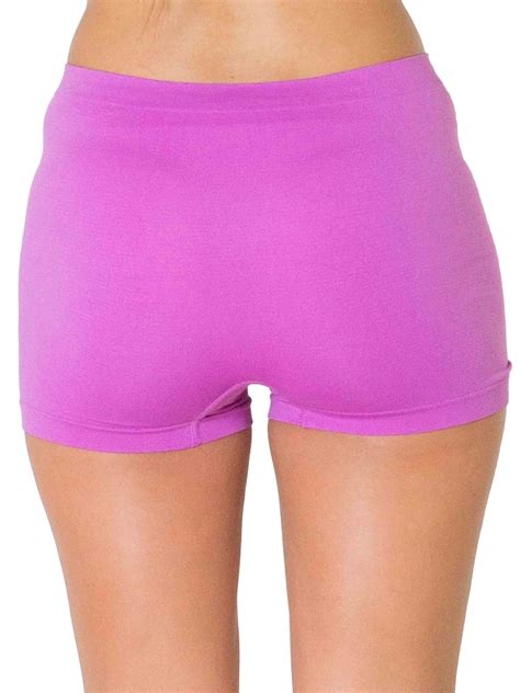 Womens Underwear Plain High Waist Seamless Stretch Ladies Boxer Shorts S M L Xxl Ebay