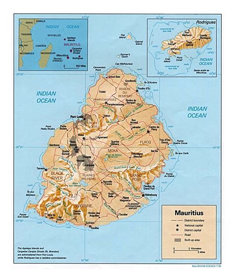Detailed Political And Administrative Map Of Mauritius With Relief