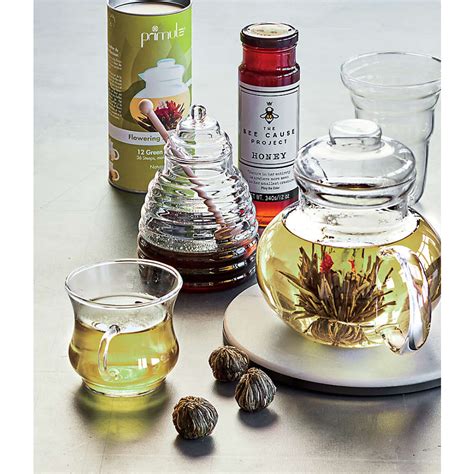 Crateandbarrel Beehive Glass Honey Jar With Wood Dipper Square One