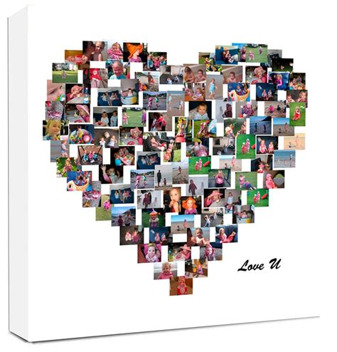 Personalised Collage Heart Shape Photo Collage On Canvas
