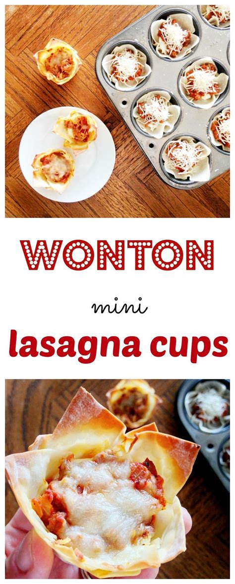 Wonton Mini Lasagna Cups Recipes Food Lasagna Cups