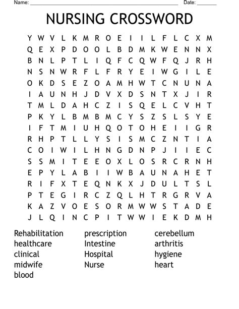 Nursing Crossword Word Search Wordmint