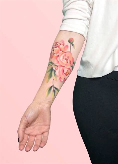 Peony Floral Water Color Tattoo Tattoos Color Tattoo Peonies Tattoo