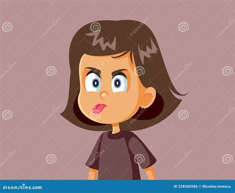Rude Misbehaving Girl Sticking Her Tongue Out Vector Cartoon