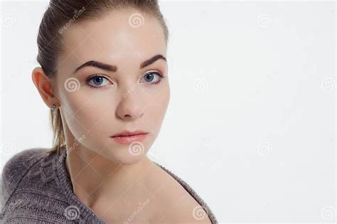 Beautiful Adult Girl Posing With Nude Makeup Stock Image Image Of