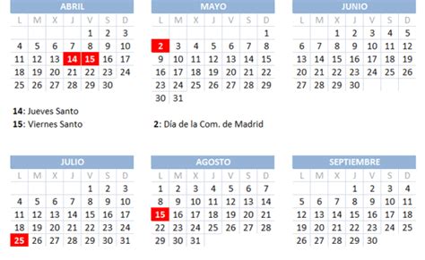 Calendario Laboral Madrid 2022 Con Todos Los Festivos Hasta Verano
