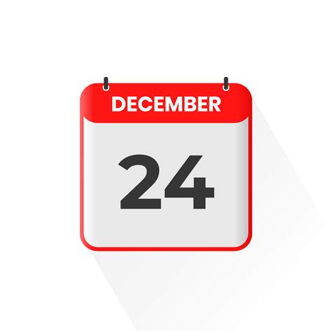 24th December Calendar Icon December 24 Calendar Date Month Icon