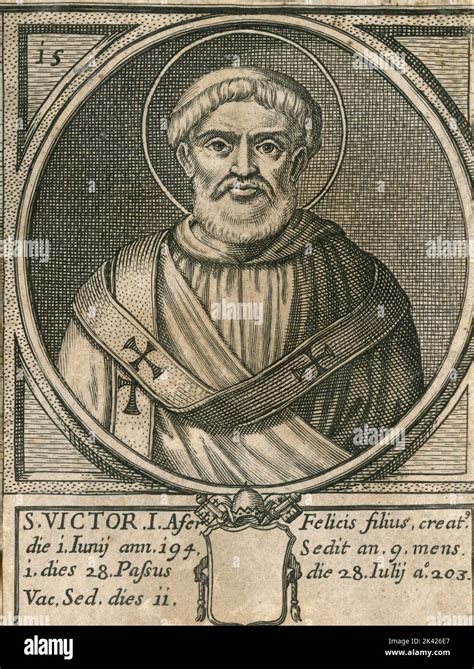 Portrait Of Pope St Victor I Engraving From The Summorum Romanorum