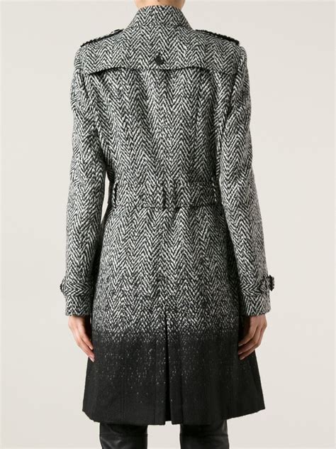 Burberry Herringbone Tweed Double Breasted Coat In Black Lyst