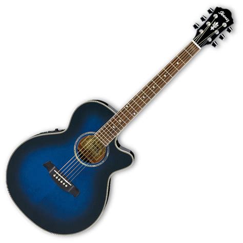 Disc Ibanez Aeg10e Electro Acoustic Guitar Trans Blue At Gear4music