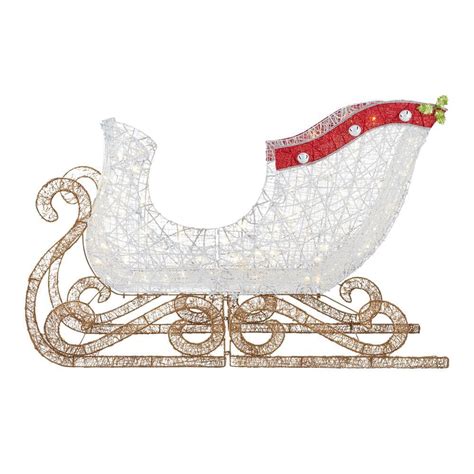 Home Accents Holiday 70 In Warm White 180 Light Led Sleigh With Red