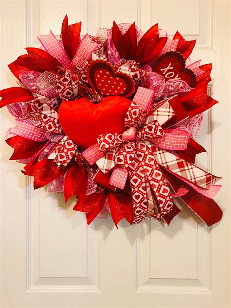 Valentine Wreath For Front Door Valentines Day Wreath Heart Wreath