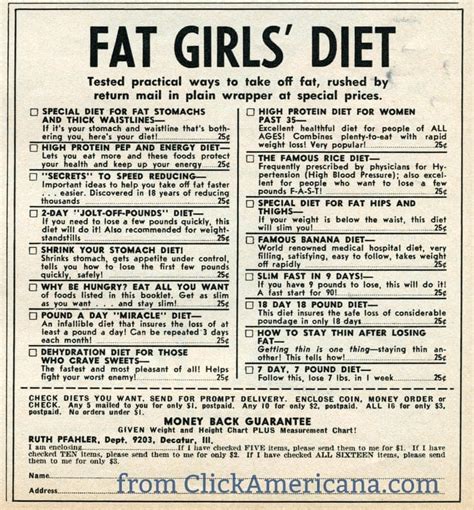 Fifties Weight Loss Miracle Diets That Sold The Hope Of A Perfectly