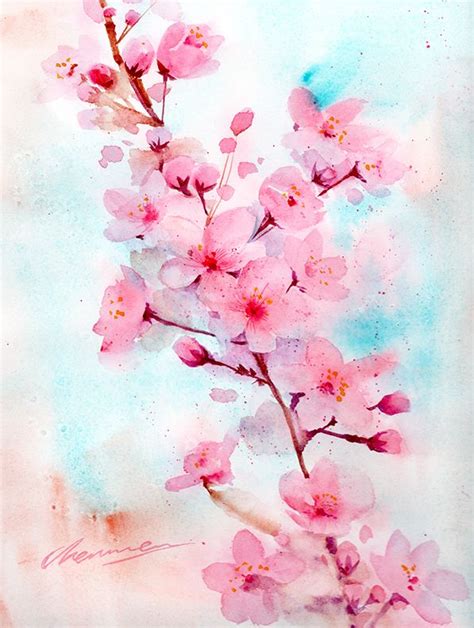 Moonmoonartwork Patreon Cherry Blossom Watercolor Cherry Blossom